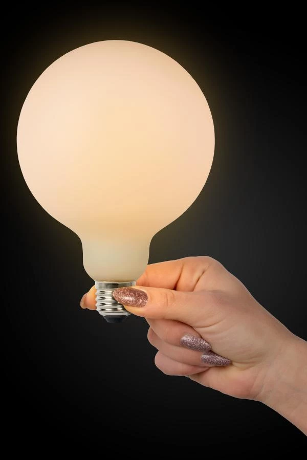 Lucide G125 - Filament bulb - Ø 12,5 cm- LED 3 StepDim - E27 - 1x8W 2700K - Opal - atmosphere 1